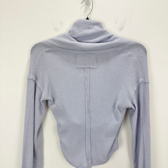 Free People Hold Me Close Wrap Top Long Sleeve Ribbed Balletcore Pilates XS NWT - Picture 6 of 11